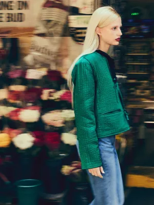 Sylvie Jacket in Emerald wind shield