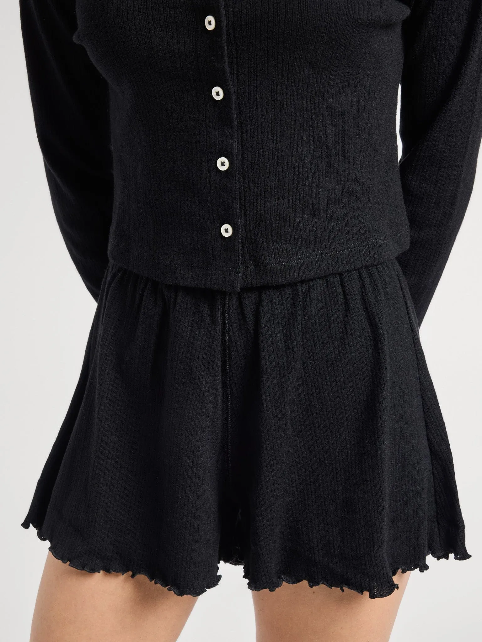 Tati Pointelle Short in Black athletic design