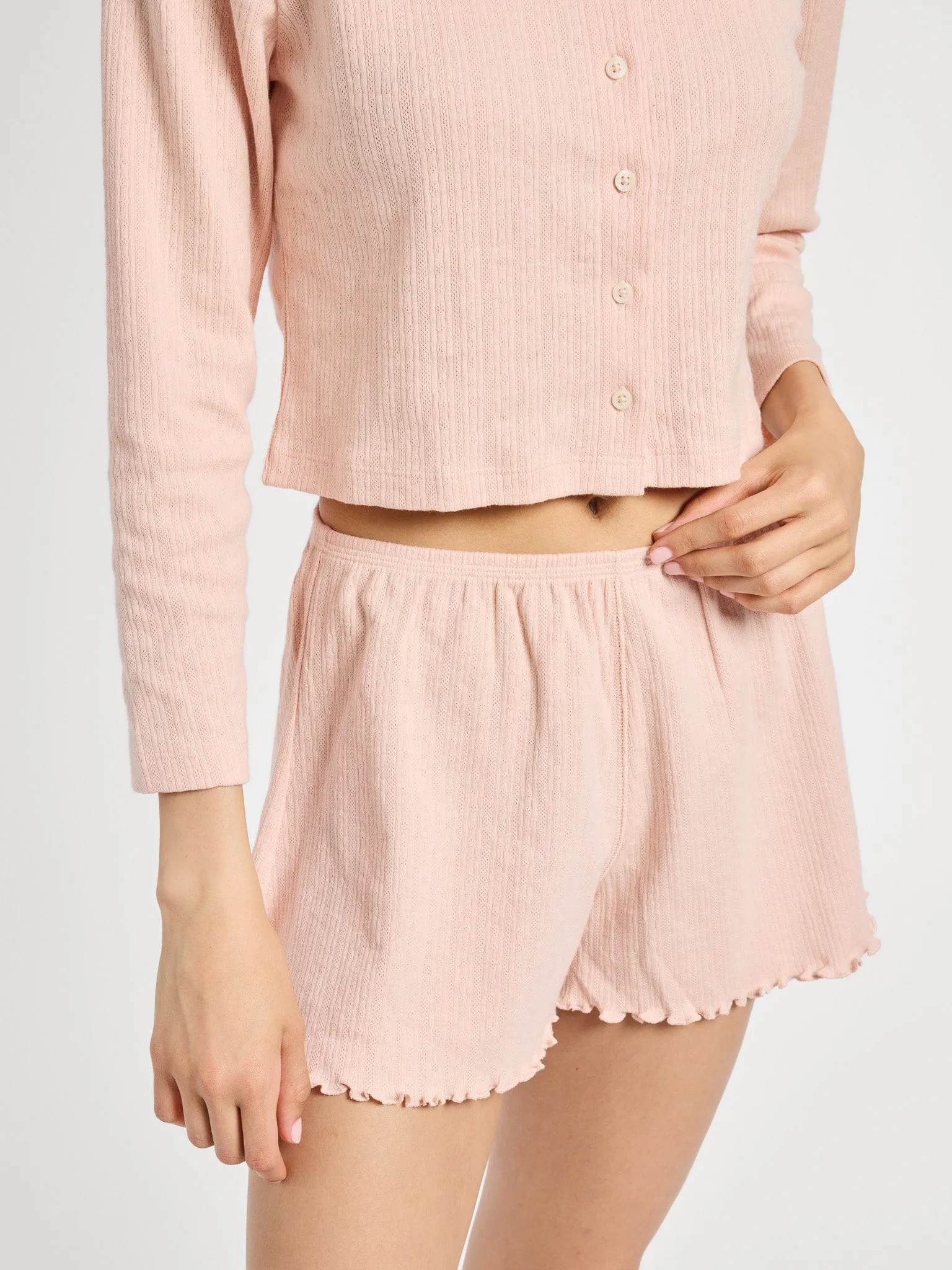 Tati Pointelle Short in Spanish Villa sleek design