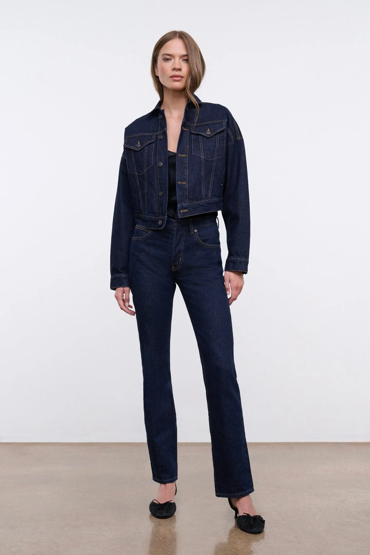 TEDDY STRAIGHT JEAN | INDIGO warm fleece