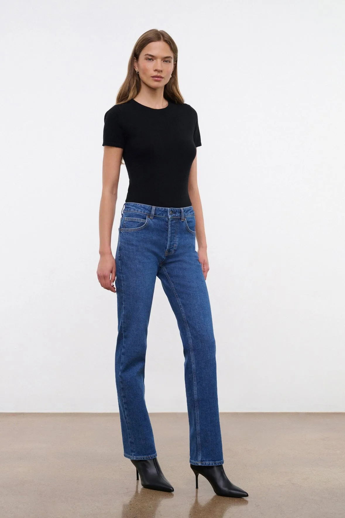 TEDDY STRETCH STRAIGHT JEAN | STONE BLUE light durable