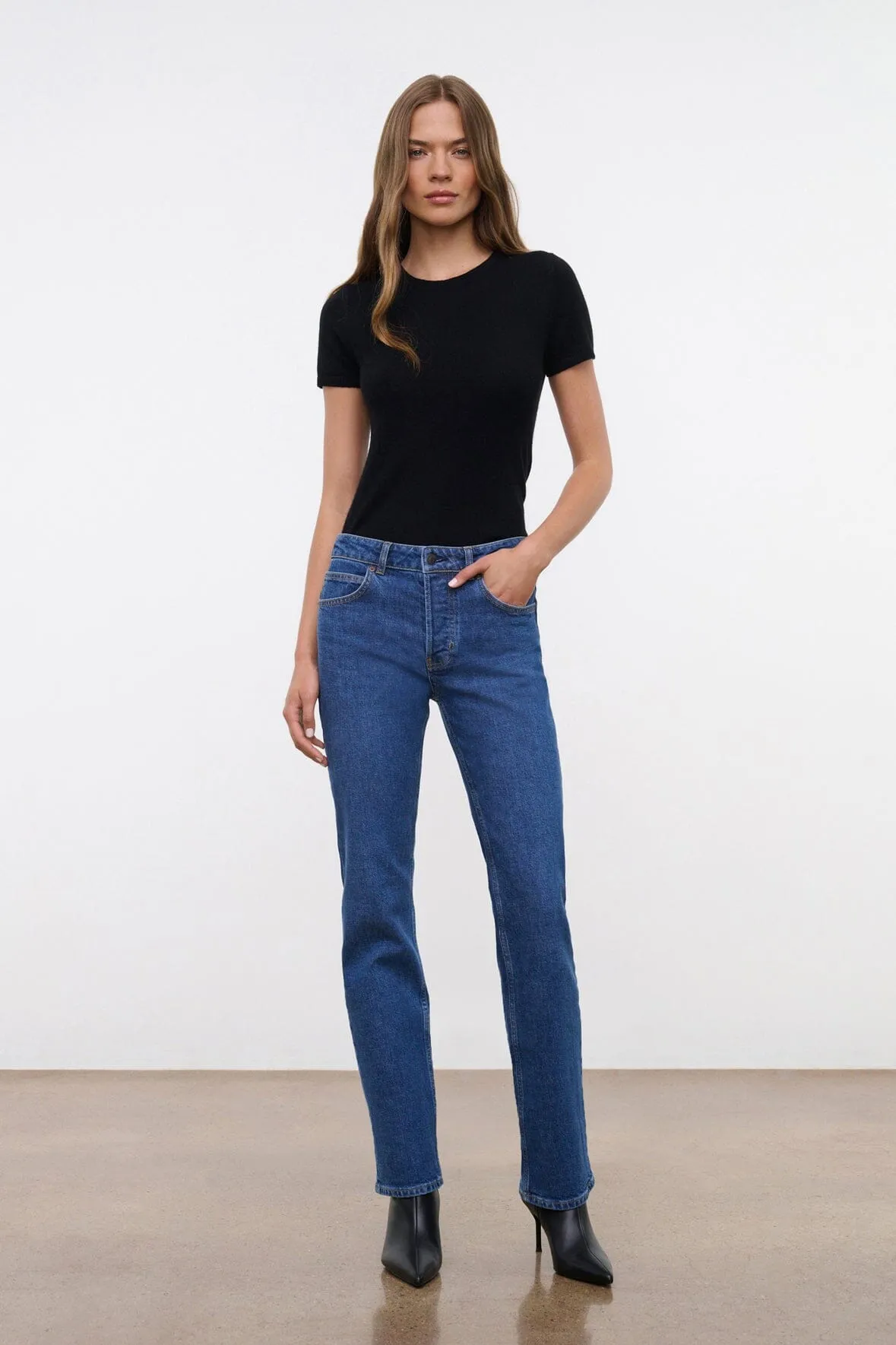 TEDDY STRETCH STRAIGHT JEAN | STONE BLUE custom fit