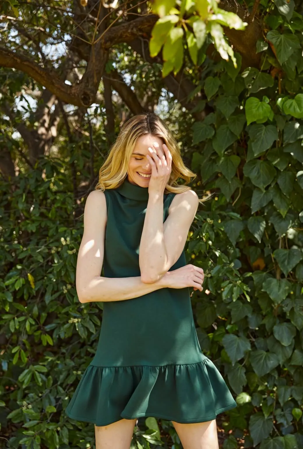 The Birdie Dress - Deep Green refined tone