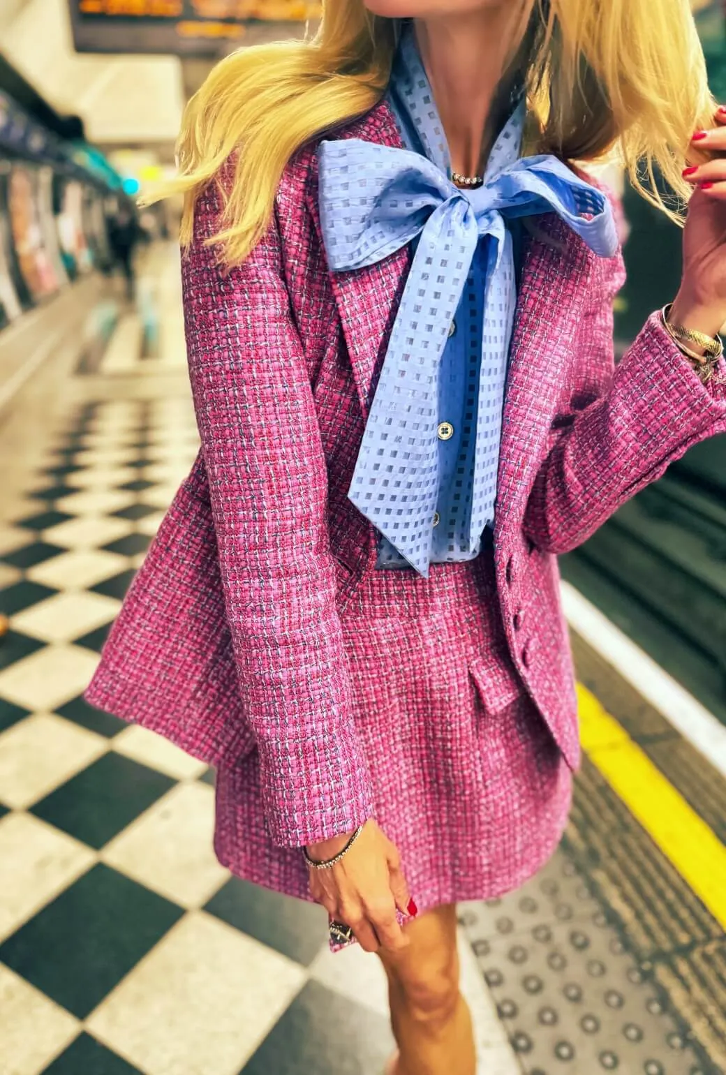 The Classic Blazer - Pink Tweed steady flair