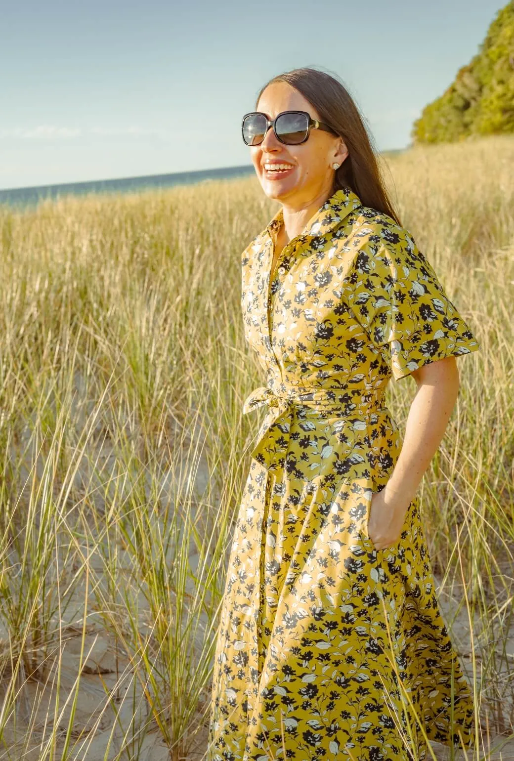 The Donna Day Gown - Chartreuse Floral retro charm