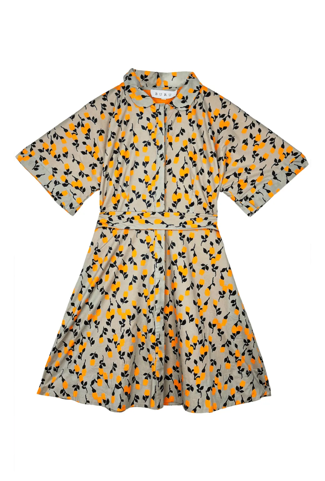 The Donna Day Gown MINI - Persimmon Floral retro charm