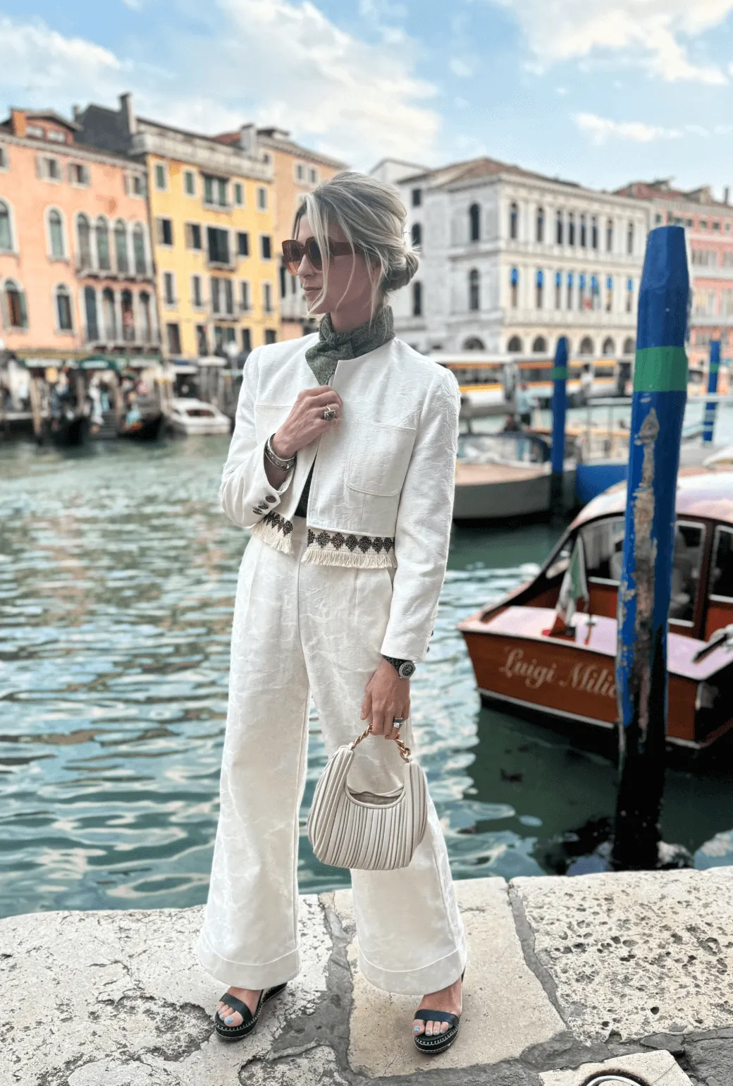 The Fringed Bolero Blazer - Ivory Damask soft move