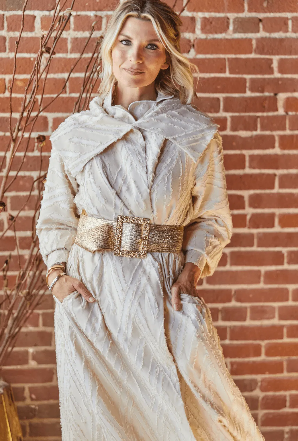 The Grace Coat 2.0 - Ivory Fringe dusk mood