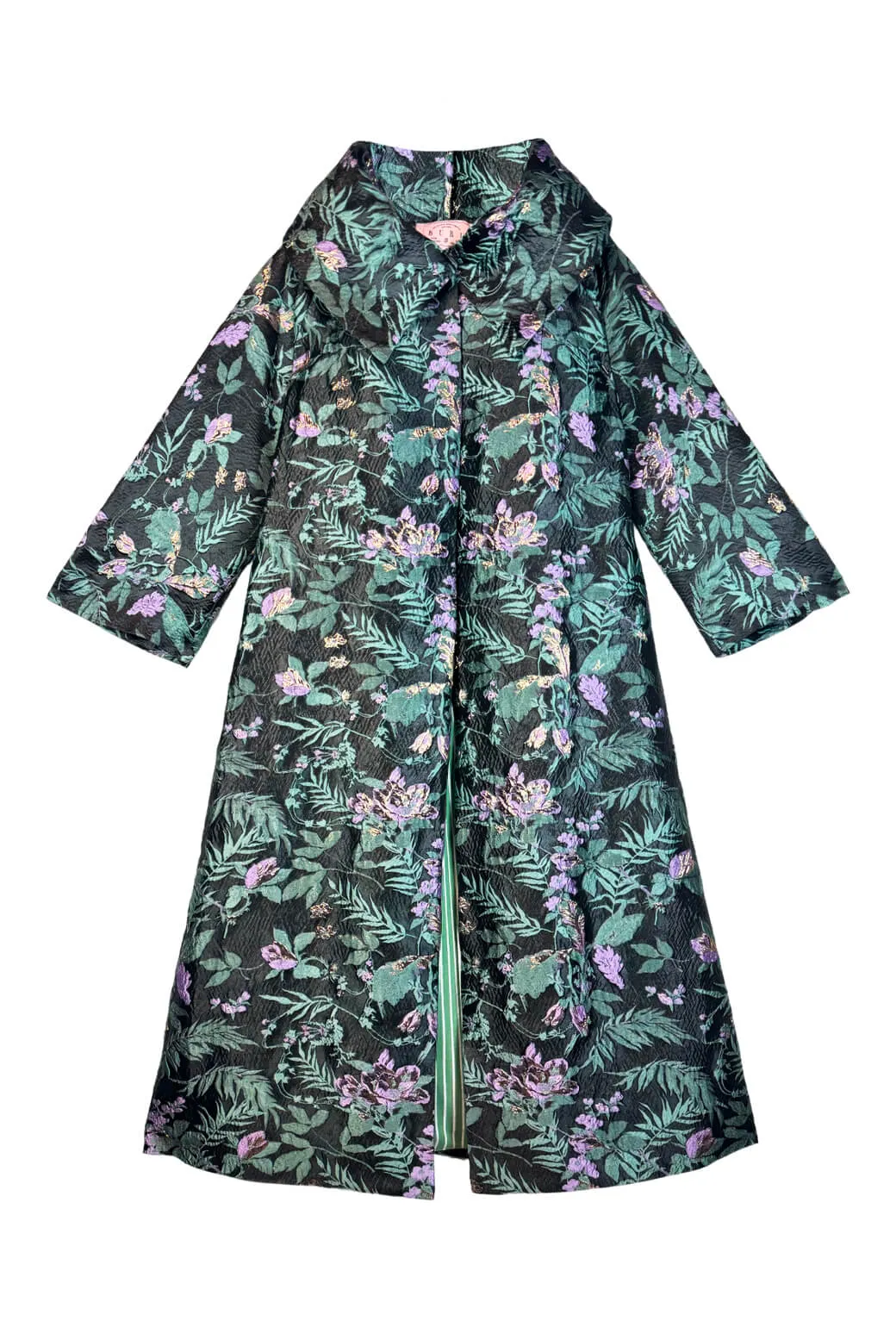 The Grace Coat - Sage & Lilac Brocade classic tone