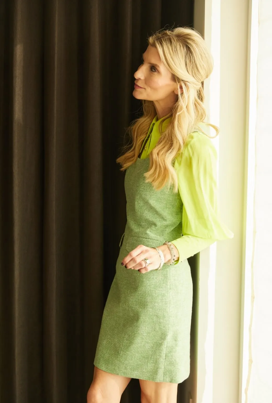 The Joan Jumper - Spring Green Tweed seasonal vibe