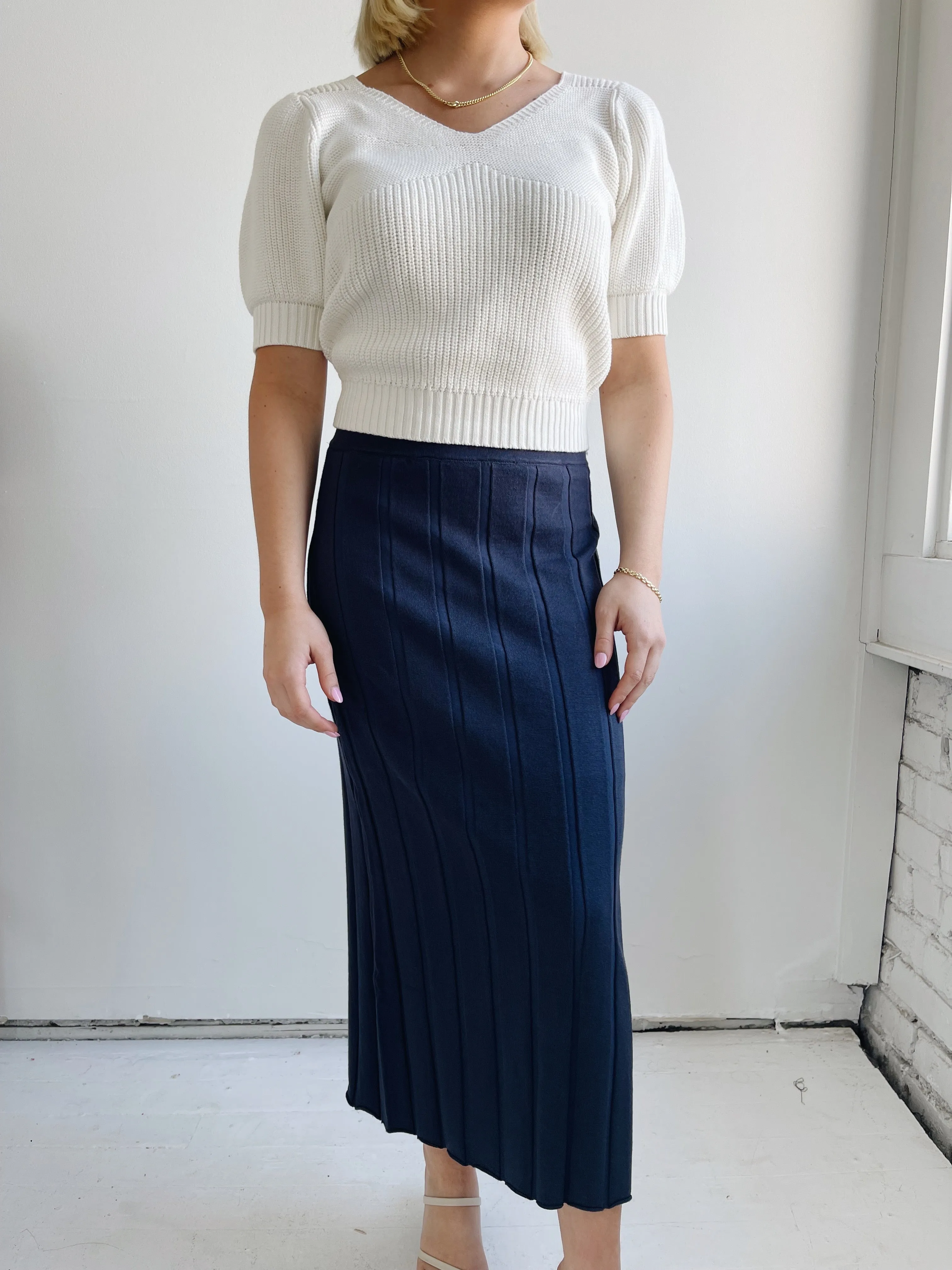 The Margot Skirt- Navy multi scene