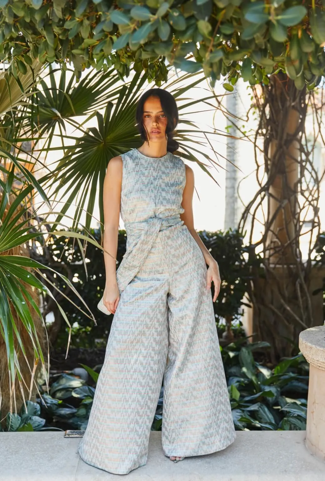 The Royale Jumpsuit - Aqua Channels Brocade airy comfort