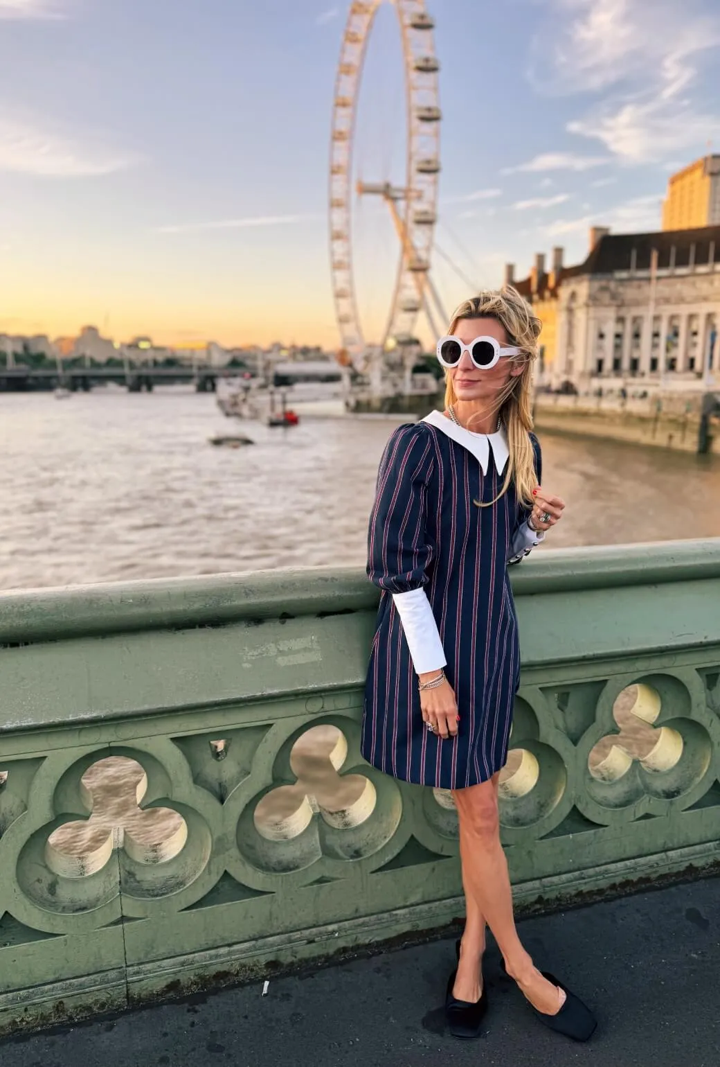 The Skipper Dress - Navy & Red Stripe cool mix