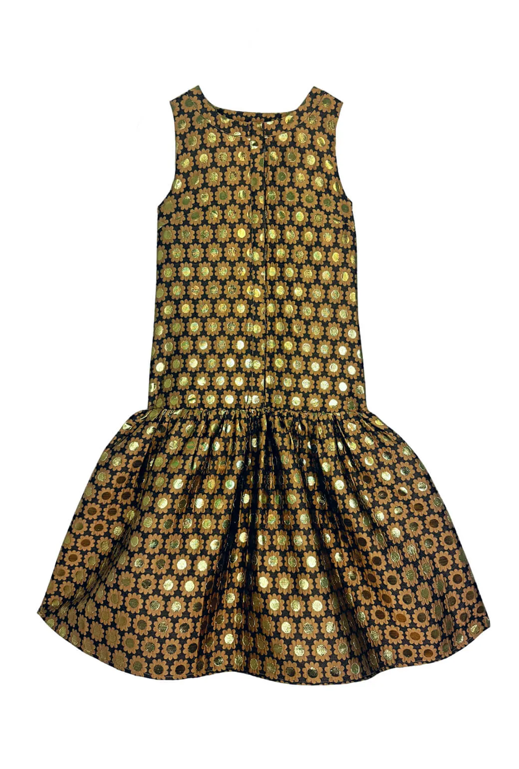 The Sophia Dress - Chocolate Daisy Brocade timeless shine