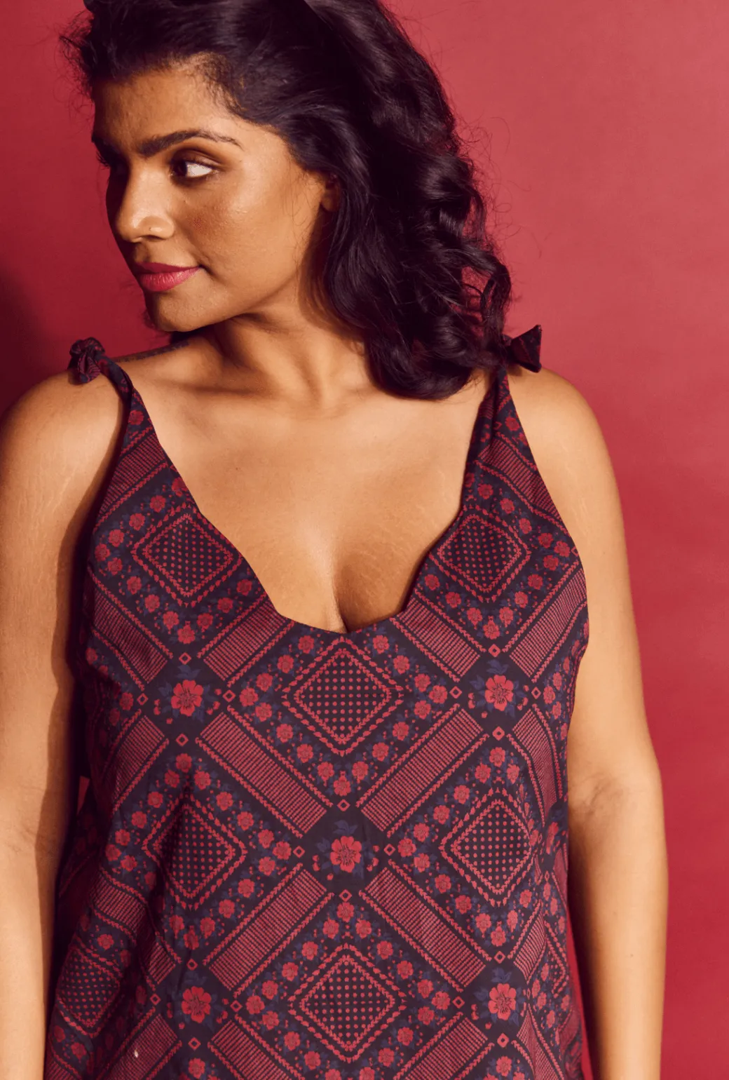 Tie Tank Dress - MAXI - Indigo Floral party chic