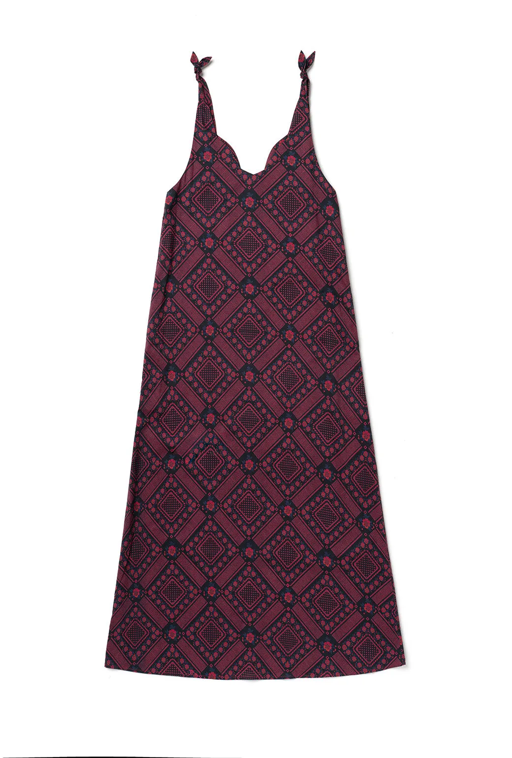 Tie Tank Dress - MAXI - Indigo Floral polished edge