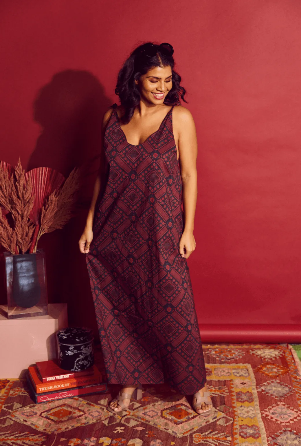 Tie Tank Dress - MAXI - Indigo Floral lounge set
