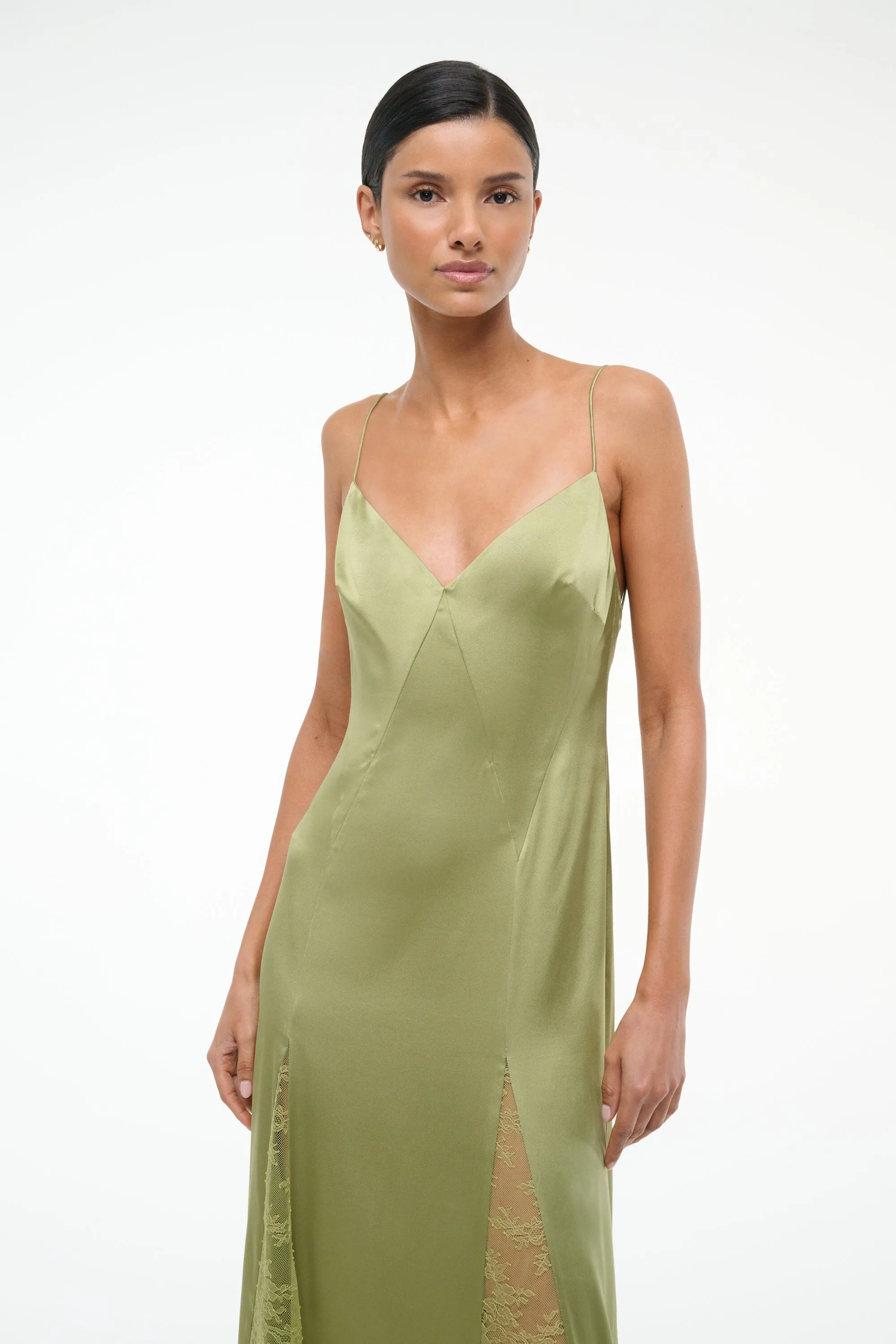 TRINITY SILK DRESS | MOSS shine mode