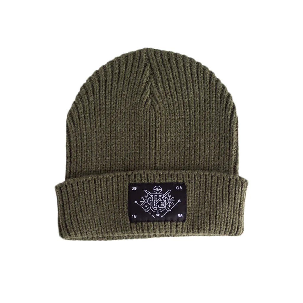 True Burning Bridges Waffle Beanie Olive breezy shift