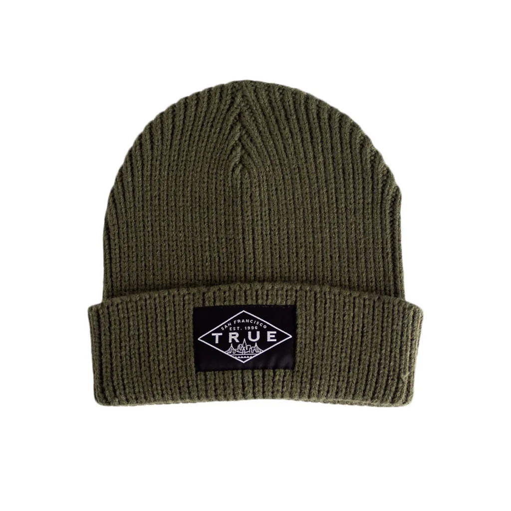 True Established Waffle Beanie Olive weekend trip
