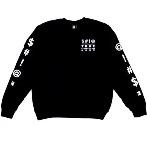 True Four Letter Men's Crewneck Sweatshirt Black Sleek outfit