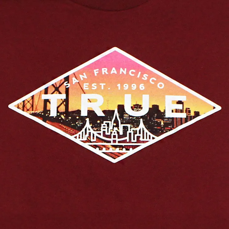 True Mens Established 2 T-Shirt Burgundy urban tone
