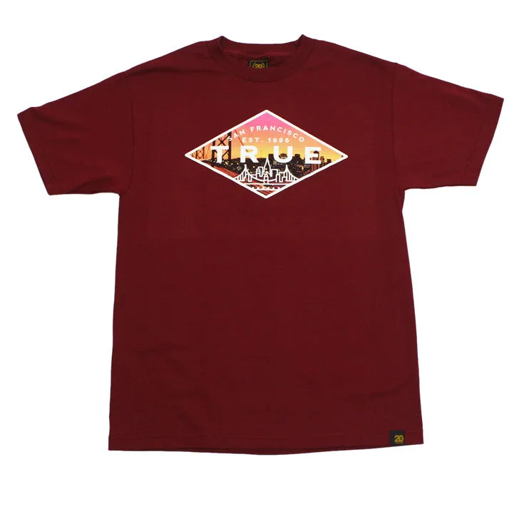 True Mens Established 2 T-Shirt Burgundy energy fit