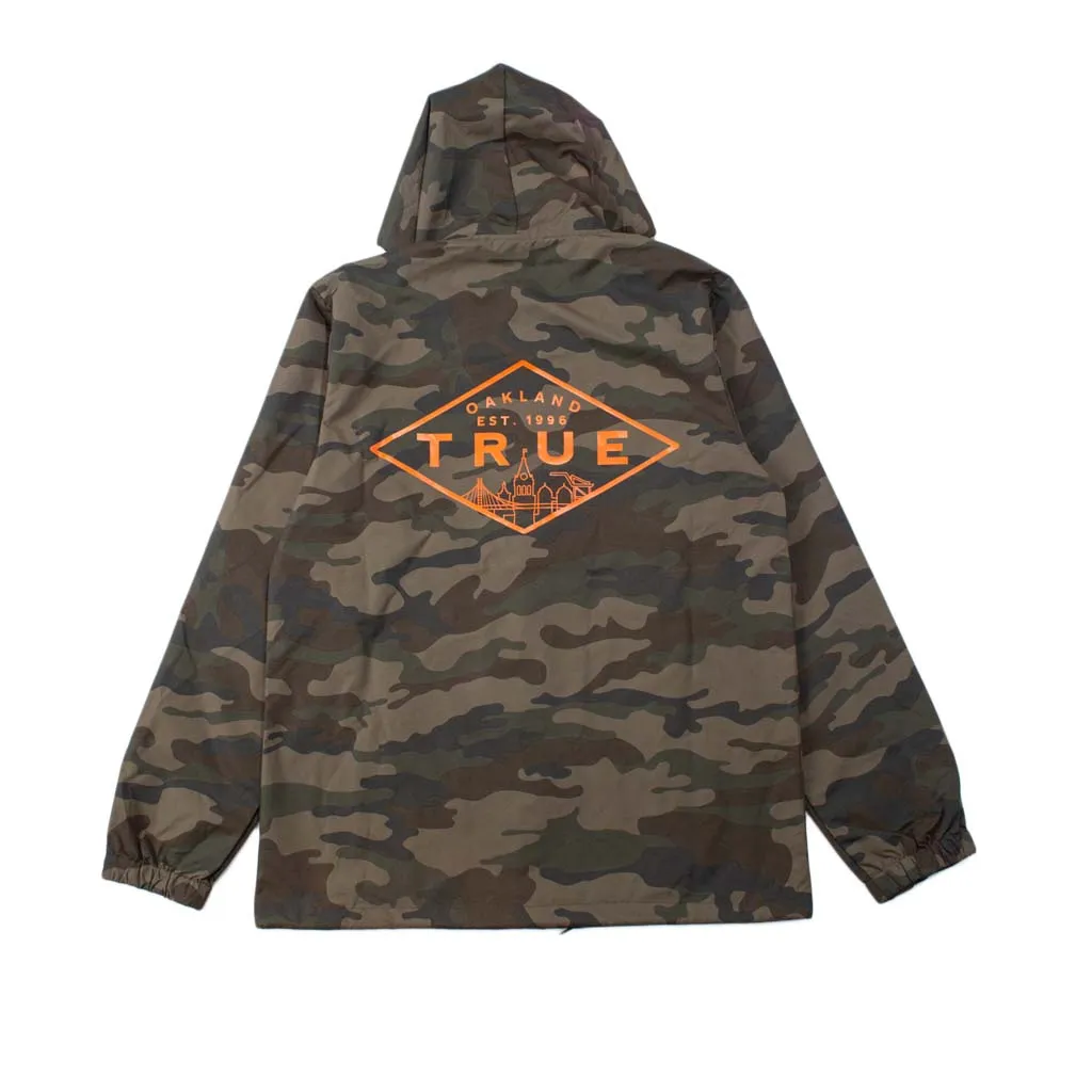 True Men's Established Oakland Rain Jacket Camo/Orange instant ease