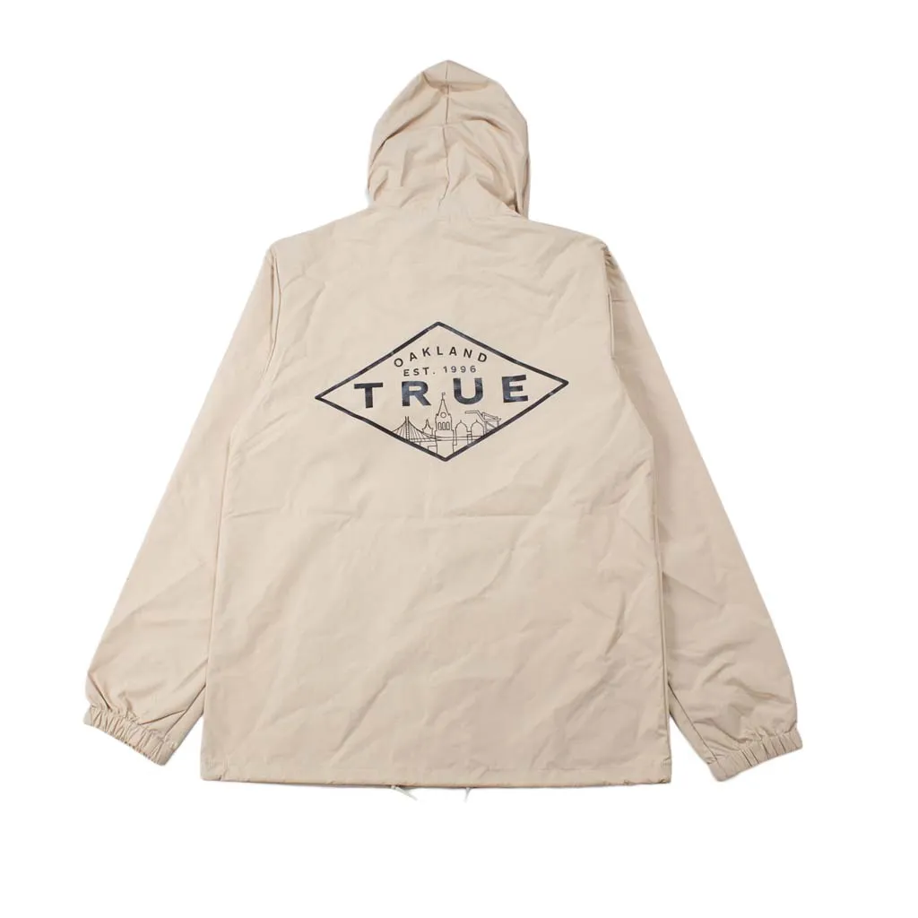 True Men's Established Oakland Rain Jacket Tan adventure mode