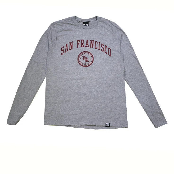 True Mens Knowledge Long Sleeve T-Shirt Grey clean lines