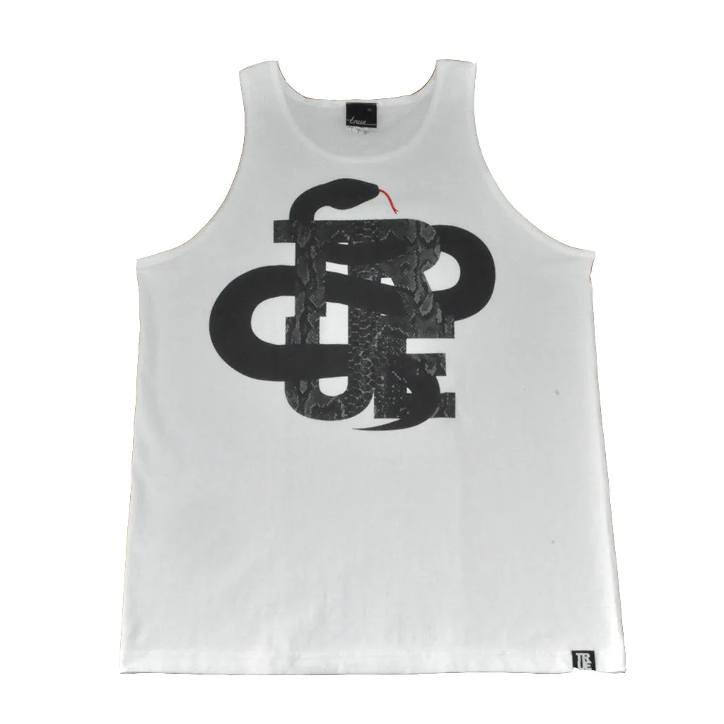 True Mens Logo Snake Tank Top White heat ready