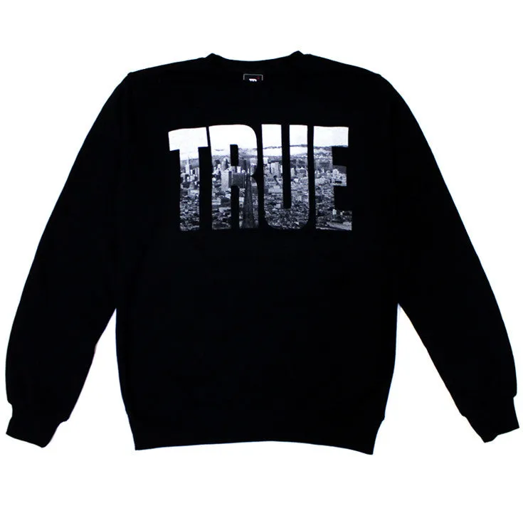 True TRSF Men's Crewneck Sweatshirt with Kanga Pocket Black Korean look
