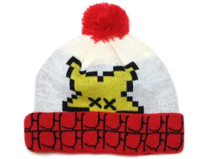 True Vincibility Pom Beanie White/Red chill zone