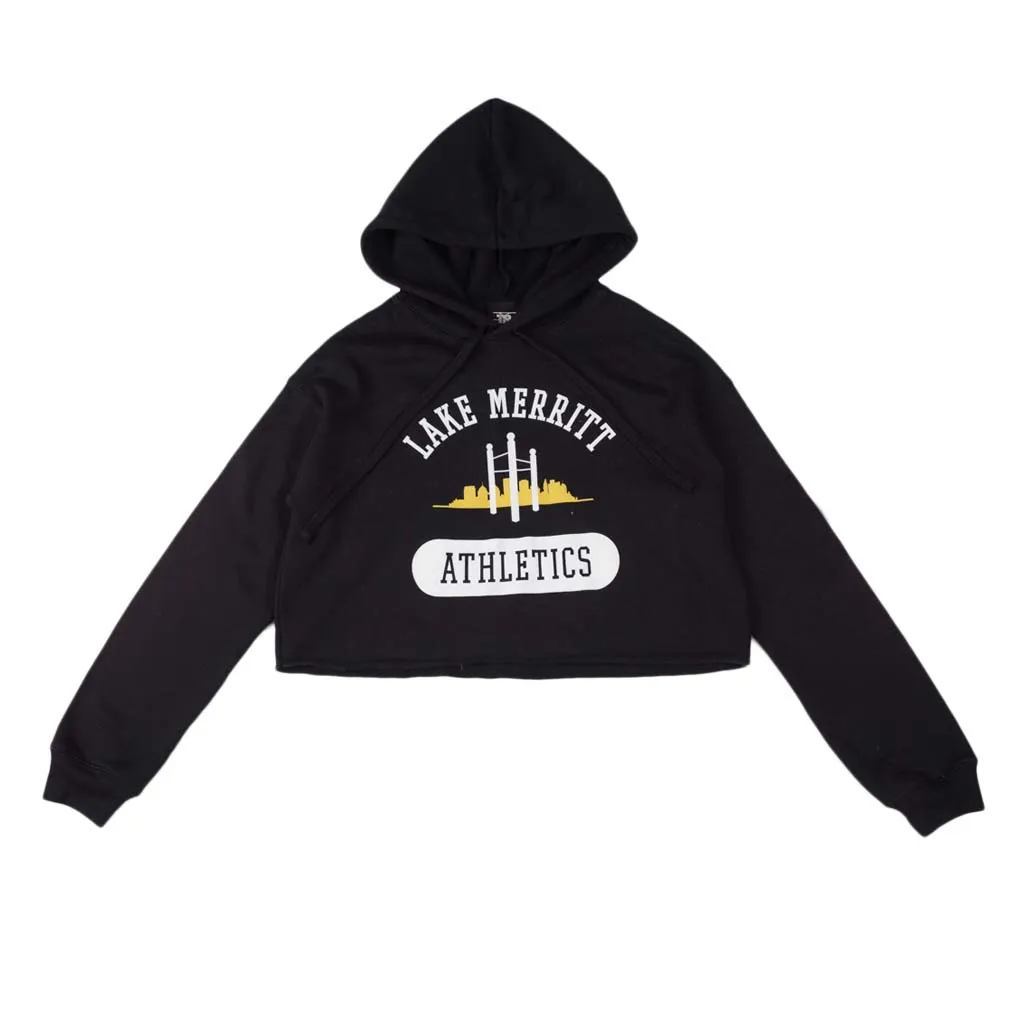 True Women's Lake Merritt Athletics Cropped Hoodie Black Quiet vibe