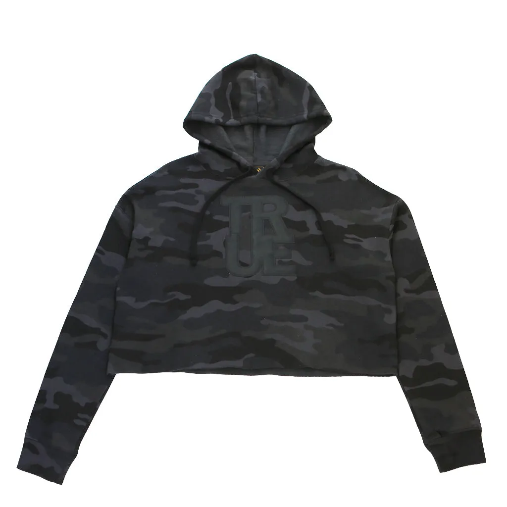 True Womens Logo Crop Hoodie Black Camo Daily casual