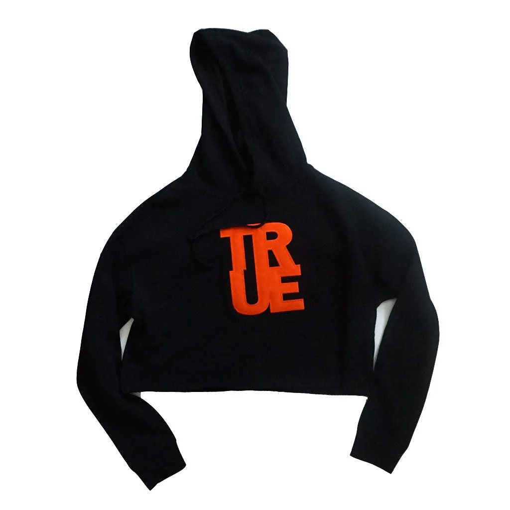 True Women's Logo Crop Hoodie Black/Orange All day