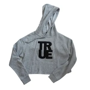 True Women's Logo Crop Hoodie Heather Grey/Black Campus look