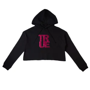 True Women's Logo Cropped Hoodie Black/Maroon Mini travel