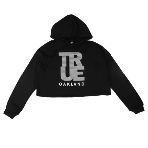 True Women's Oakland Logo Cropped Hoodie Black Remote mode