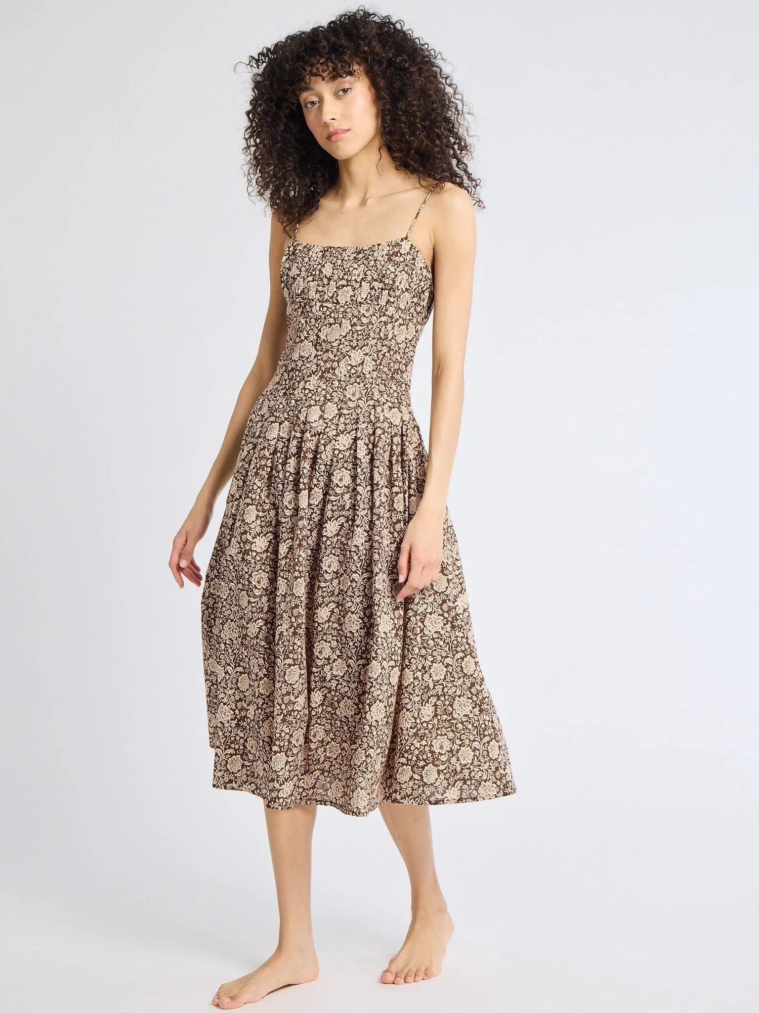Tully Dress in Cocoa Floral fun mode