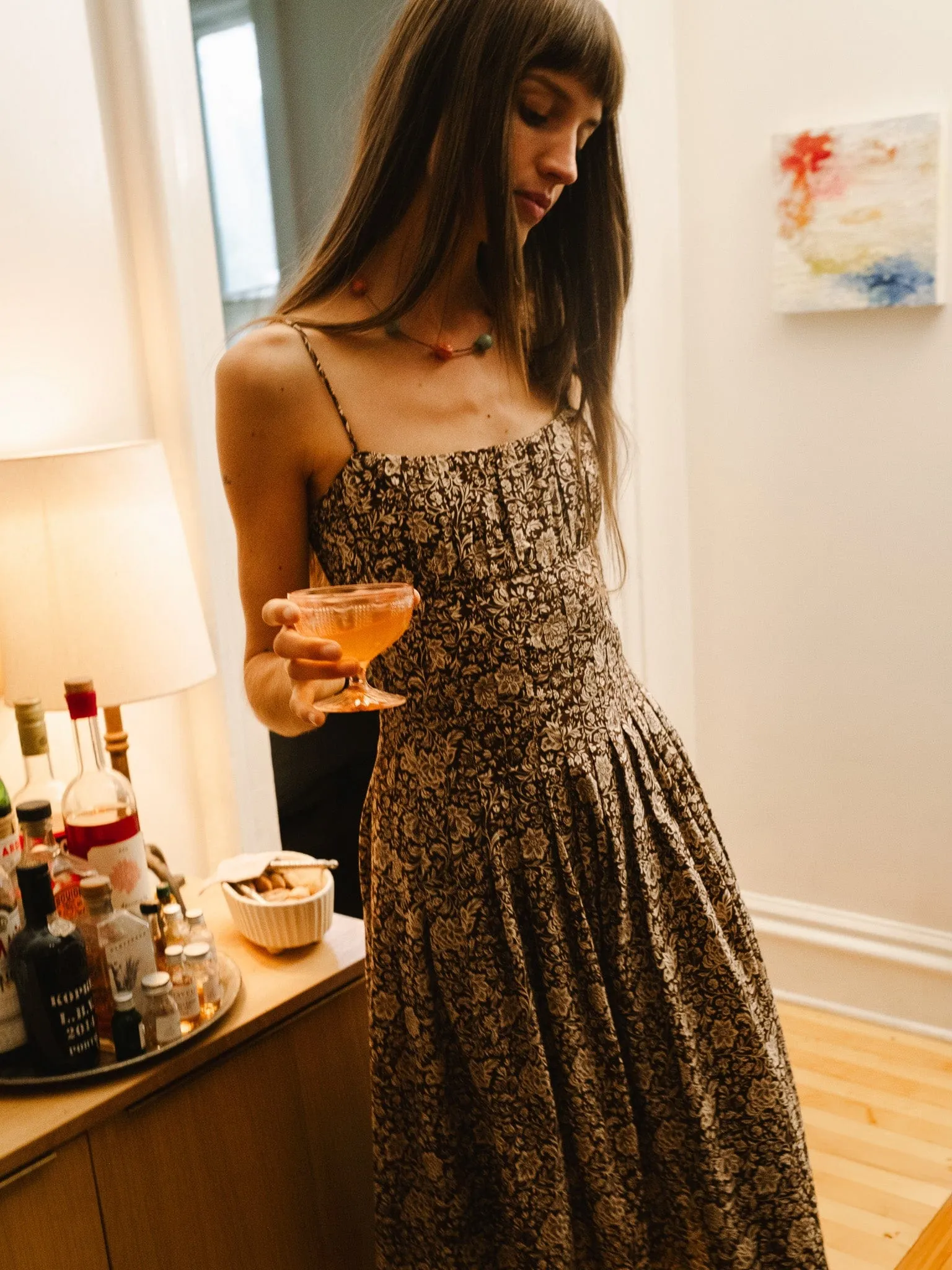 Tully Dress in Cocoa Floral soft power