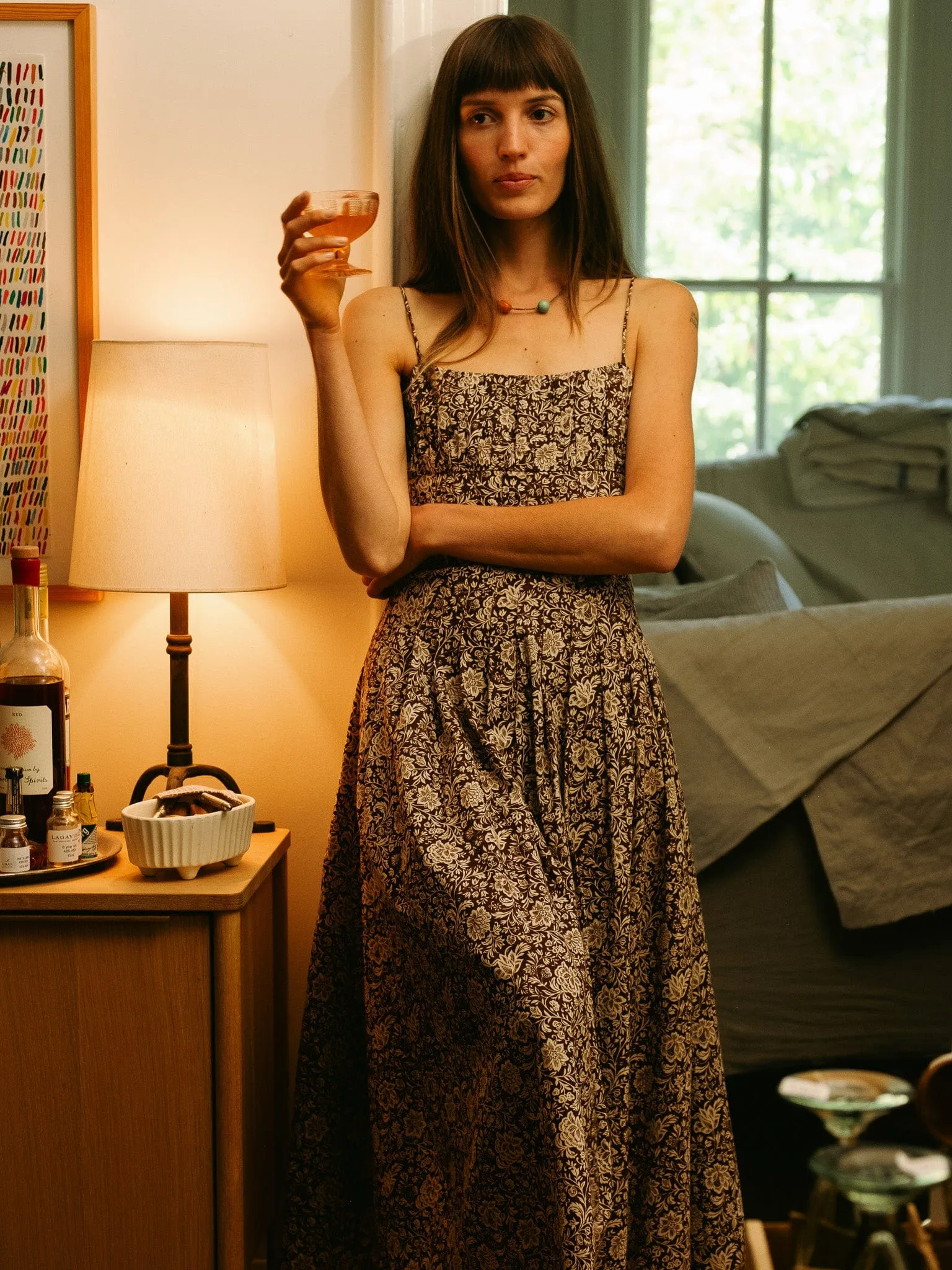 Tully Dress in Cocoa Floral cool edge