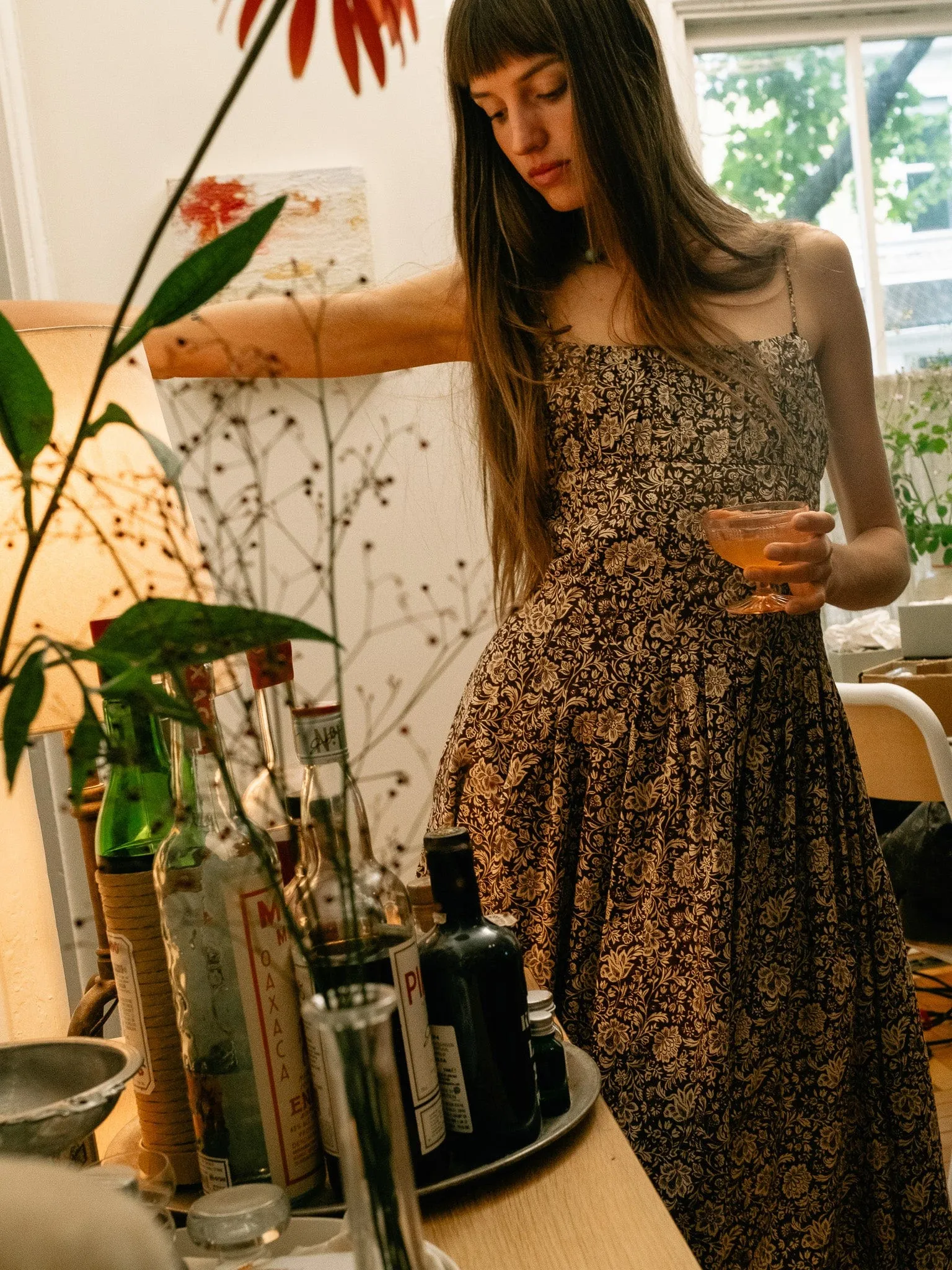 Tully Dress in Cocoa Floral cozy vibe