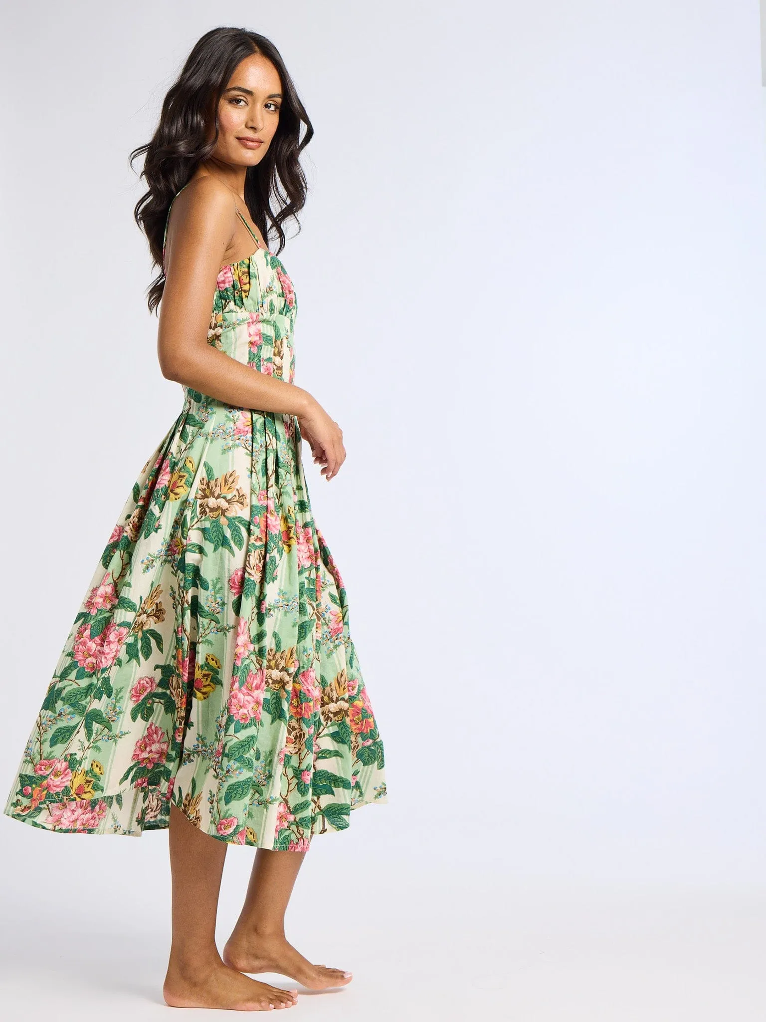 Tully Dress in Garden Stripe natural style