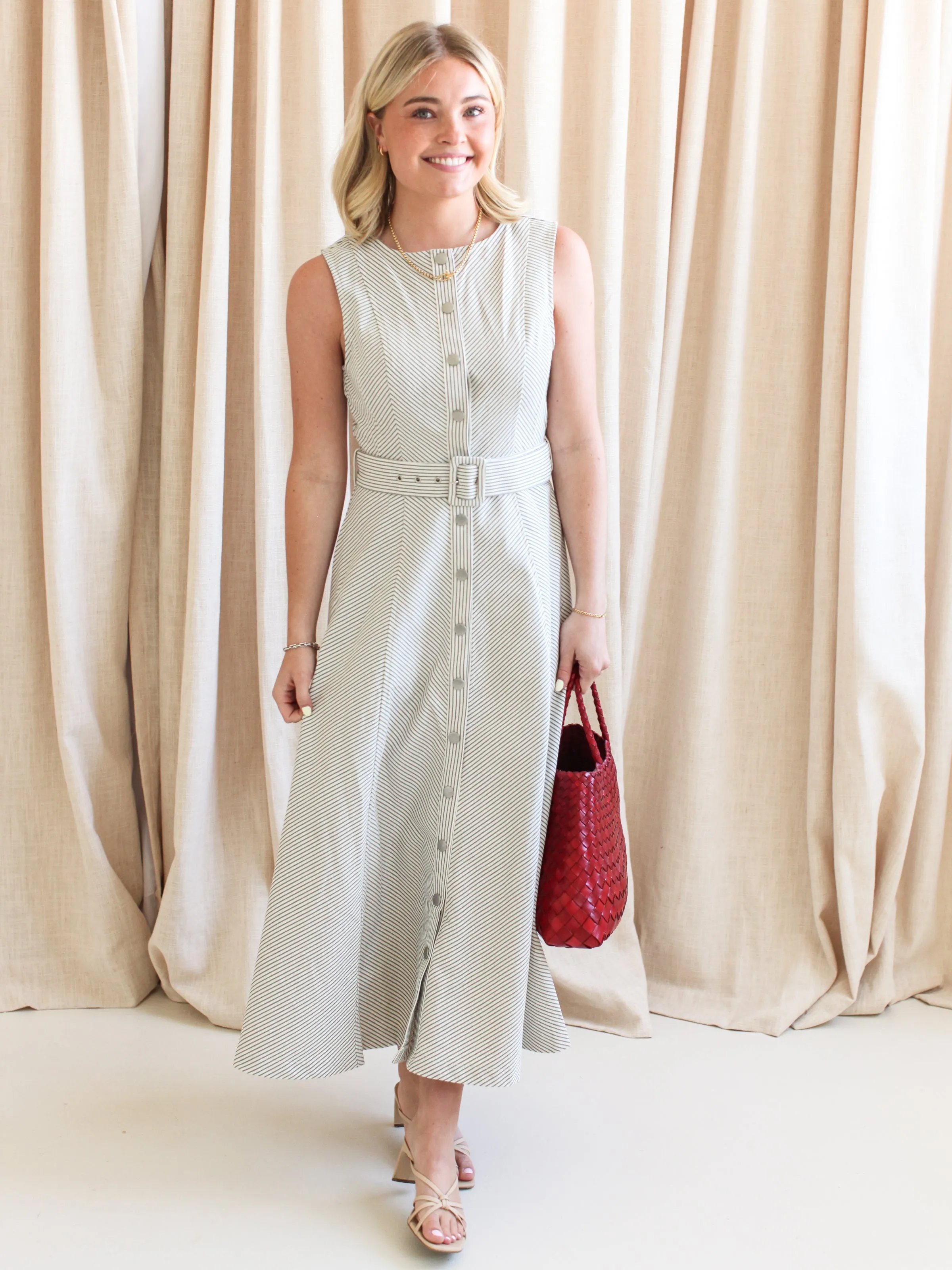 Valerie Striped Midi Dress dreamy vibe