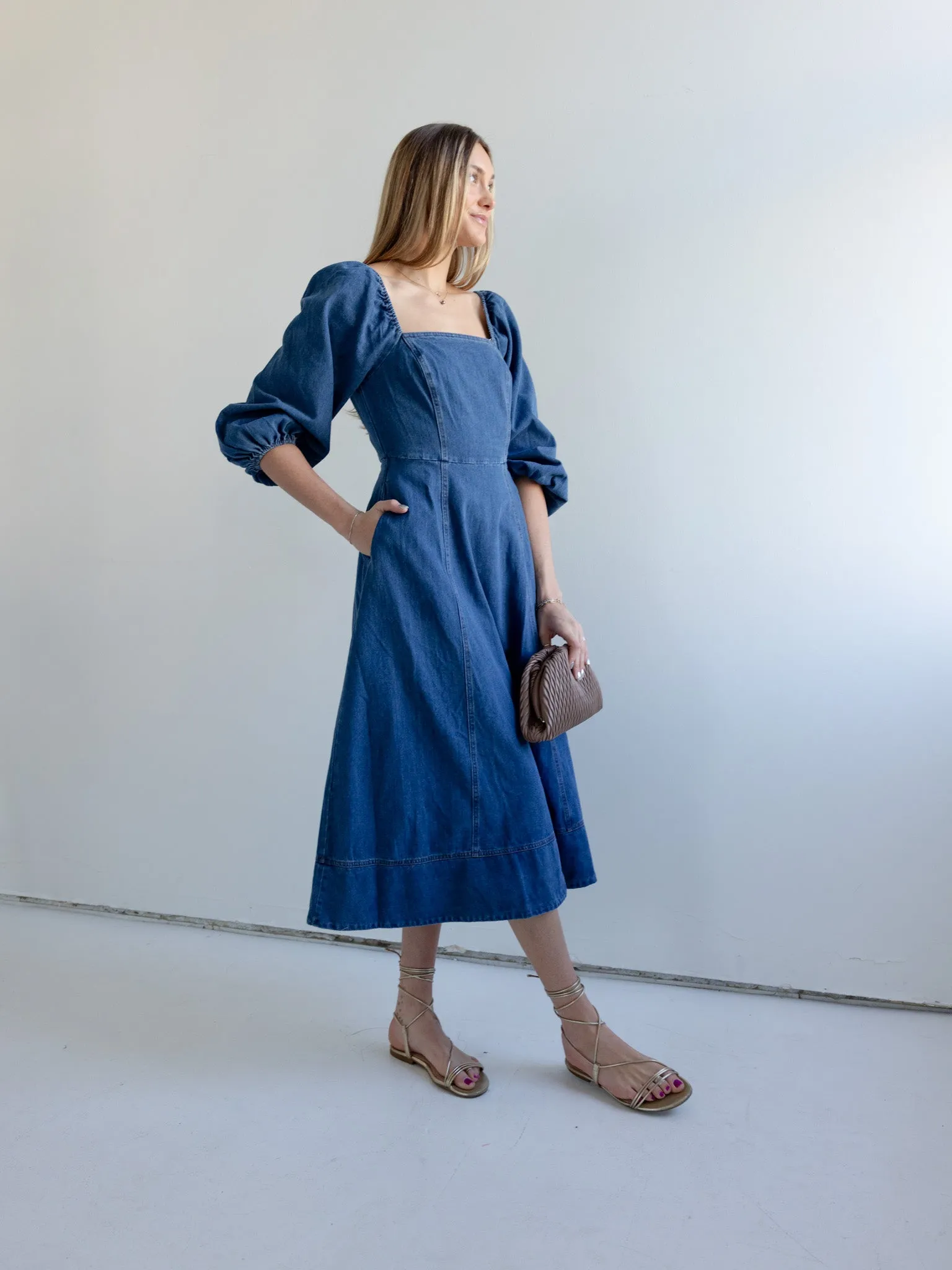 Vanessa Denim Midi Dress cool pick