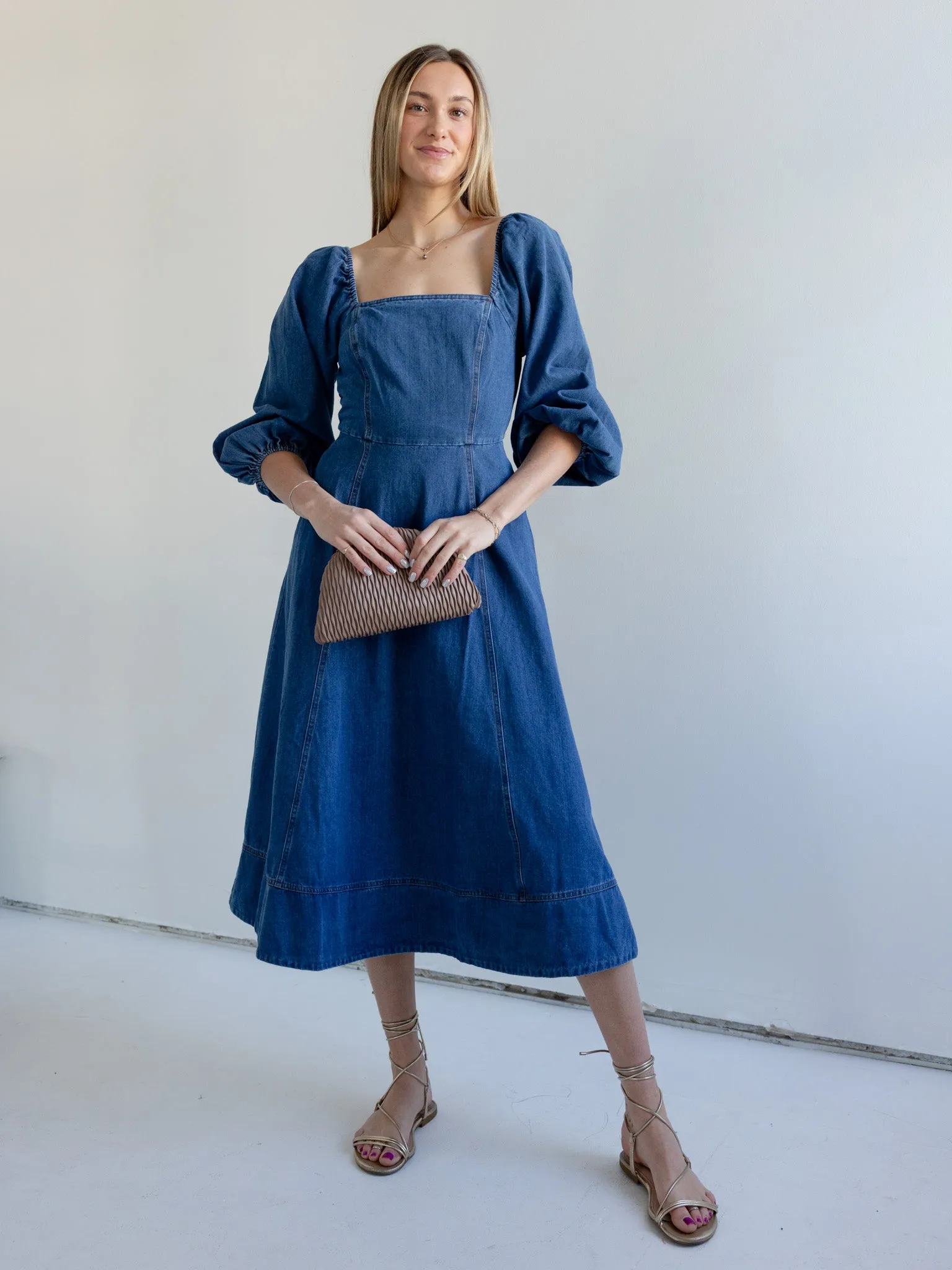 Vanessa Denim Midi Dress flirty style