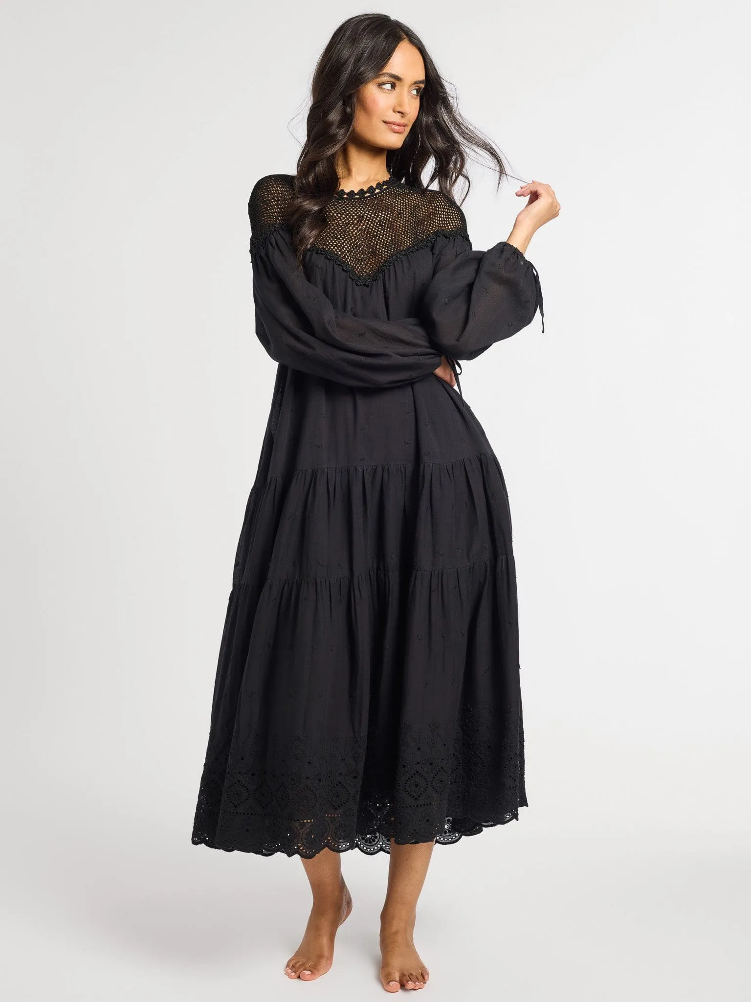 Vega Crochet Dress in Black airy comfort