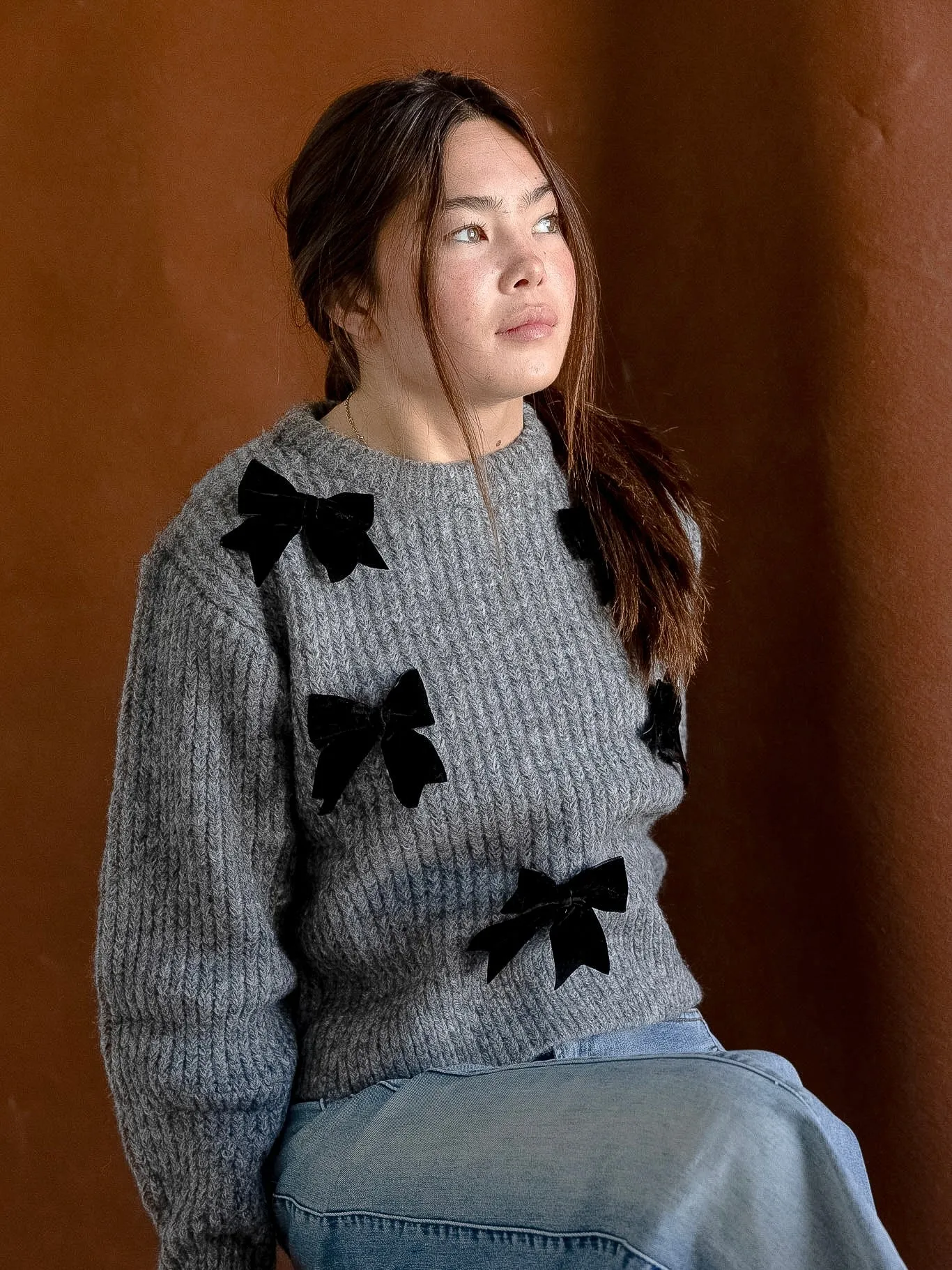 Velvet Bow Sweater Layer Mood