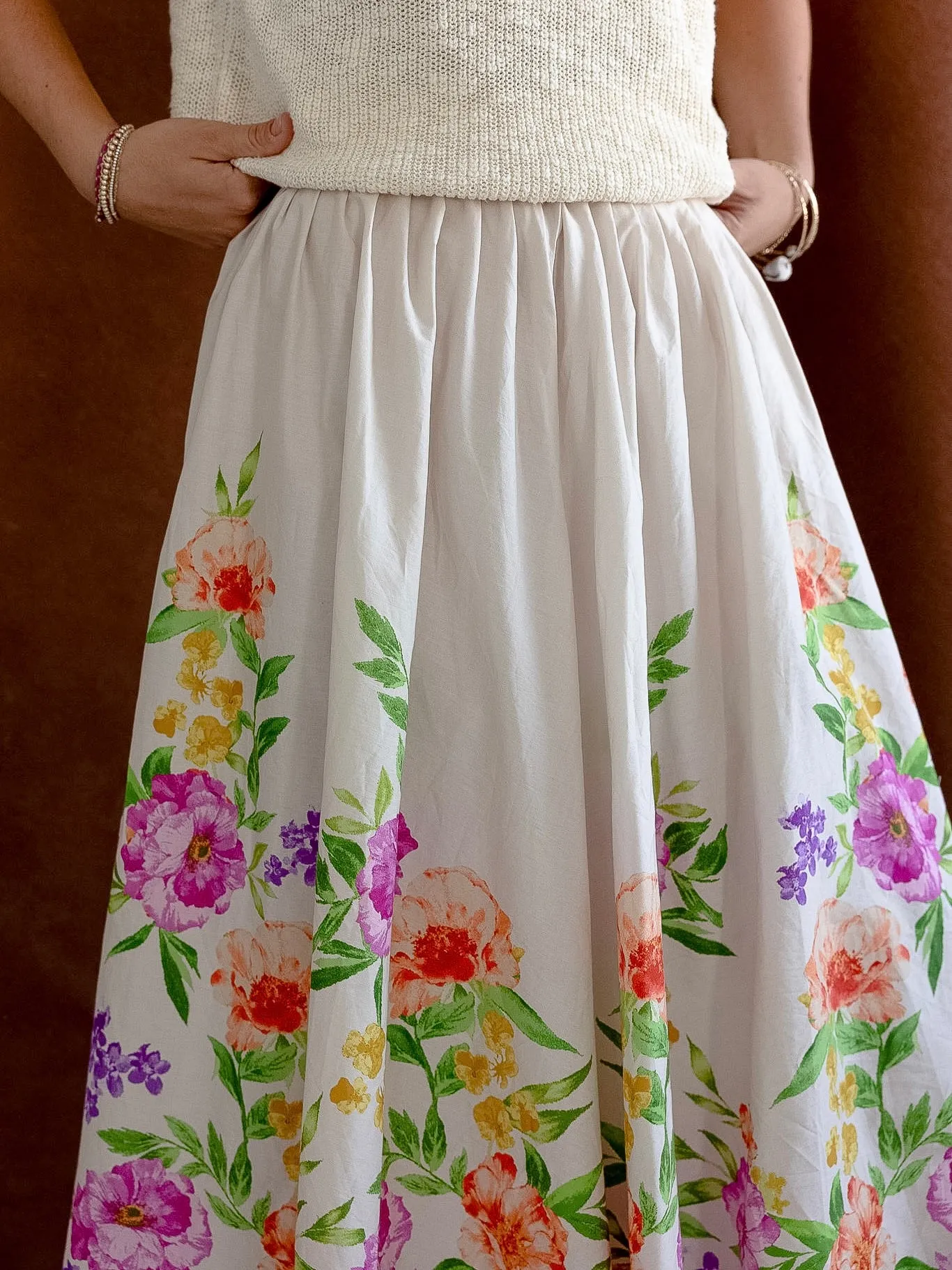 Veronica Floral Midi Skirt warm care